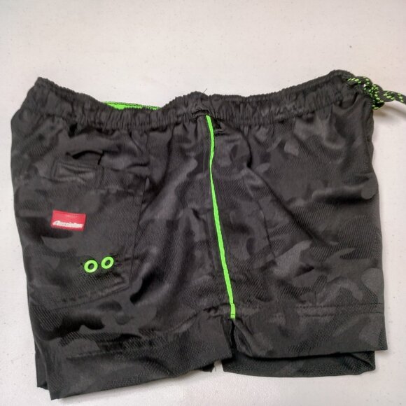 AussieBum Swim Trunk Shorts Men Small Line Black 2 Tone Camo Neon Green - Picture 4 of 16